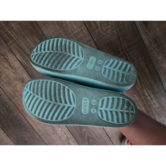 CROCS Classic Slide Sandal Women’s 6 Blue Green Double Strap Slip On 206761 - Picture 6 of 6